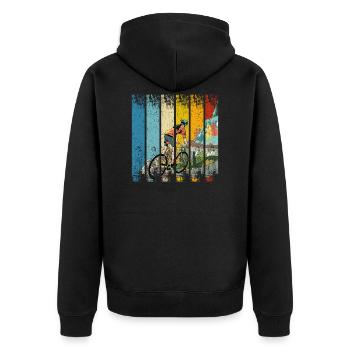 Retro Bike eine Radfahrerin Wanderfahrrad - Unisex Premium Bio Zip Hoodie - Schwarz - Hinten - Nico (187cm)