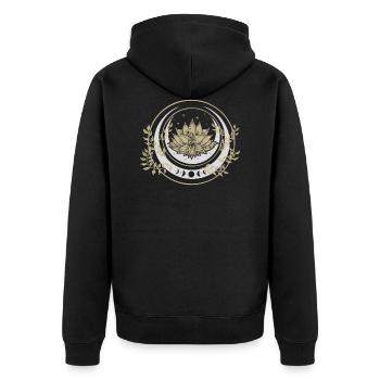 Moon Lotus Flower - Unisex Premium Organic Zip Hoodie - black - Back - Nico (187cm)