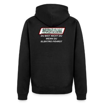 Hubraum - Du bist nicht Du wenn du elektro fährst - Unisex Premium Bio Zip Hoodie - Schwarz - Hinten - Nico (187cm)