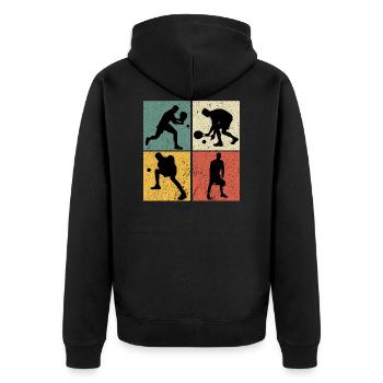 Retro padel vintage padel padelist gift - Unisex Premium Organic Zip Hoodie - black - Back - Nico (187cm)