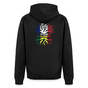 origine Sénégalaise 50% france 50% sénégal humour - Veste à capuche bio Premium Unisexe - noir - Dos - Nico (187cm)
