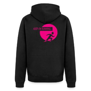 Marathon Running Run jogging - Unisex Premium Organic Zip Hoodie - black - Back - Nico (187cm)