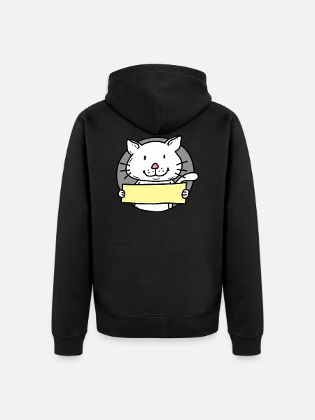 Cat / Cat with shield - Unisex Premium Organic Zip Hoodie - black
