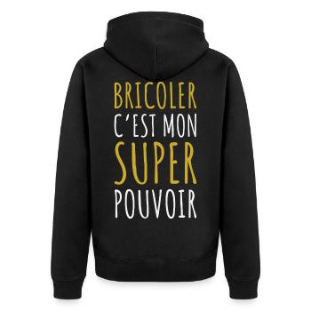 Bricolage Pouvoir Cadeau Humour Bricoleur Homme - Veste à capuche bio Premium Unisexe - noir - Dos - Nico (187cm)