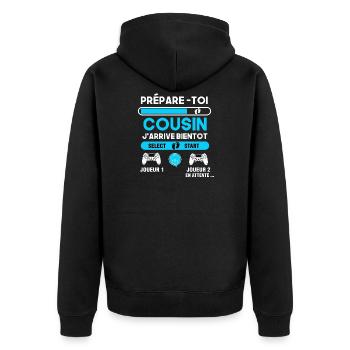 Futur Cousin Gamer Cadeau j'arrive cousin - Veste à capuche bio Premium Unisexe - noir - Dos - Nico (187cm)