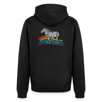Zebra - Unisex Premium Bio Zip Hoodie - Schwarz - Hinten - Nico (187cm)