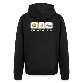 TRIATHLON - Unisex Premium Organic Zip Hoodie - black - Back - Nico (187cm)
