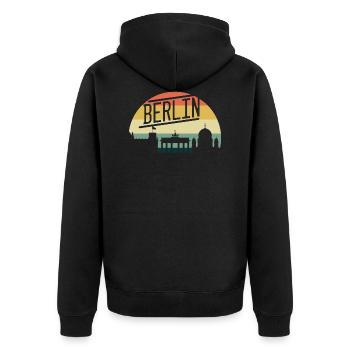 Vintage 80s Retro Berlin Germany - Unisex Premium Bio Zip Hoodie - Schwarz - Hinten - Nico (187cm)