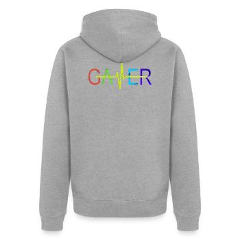 SPIELER - Unisex Premium Bio Zip Hoodie - Grau meliert - Hinten - Nico (187cm)