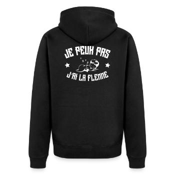 Je Peux Pas J'ai La Flemme - Veste à capuche bio Premium Unisexe - noir - Dos - Nico (187cm)