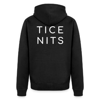Tice Nits - Nice Tits - Unisex Premium Bio Zip Hoodie - Schwarz - Hinten - Nico (187cm)