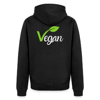 Vegan Veganer Vegetarisch No eat Animals Motiv - Unisex Premium Bio Zip Hoodie - Schwarz - Hinten - Nico (187cm)