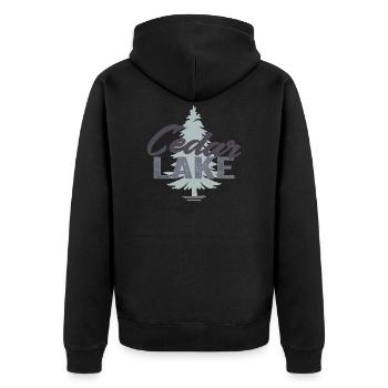 Zeder See Natur Baum Smooth Stylish Design - Unisex Premium Bio Zip Hoodie - Schwarz - Hinten - Nico (187cm)