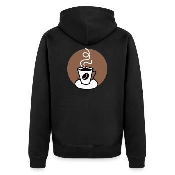 Funny hot coffee cup for morning with love. - Unisex Premium Organic Zip Hoodie - black - Back - Nico (187cm)