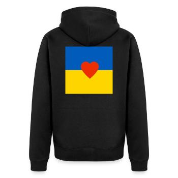 Ukraine - Unisex Premium Organic Zip Hoodie - black - Back - Nico (187cm)
