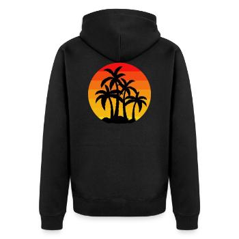Palms Vintage Sunset Retro - Unisex Premium Organic Zip Hoodie - black - Back - Nico (187cm)