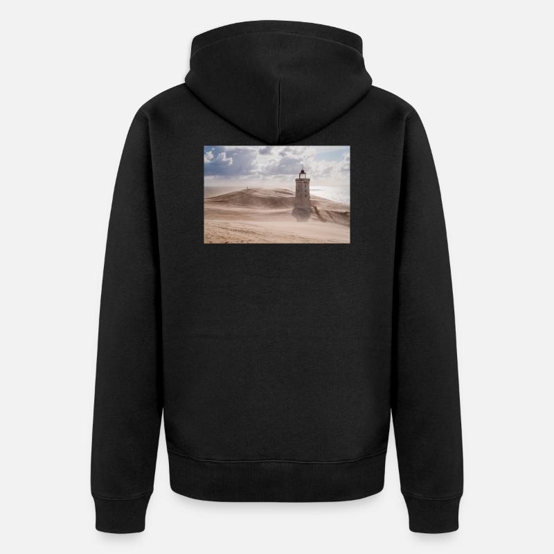 Tempête de sable au phare - Veste à capuche bio Premium Unisexe - noir