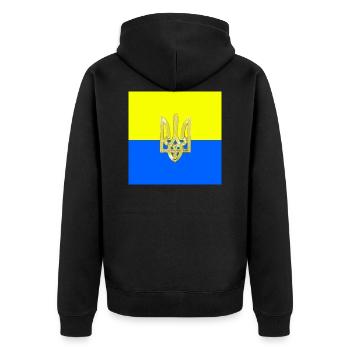 Ukraine - Unisex Premium Organic Zip Hoodie - black - Back - Nico (187cm)