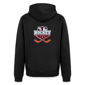 Hockey - Unisex Premium Bio Zip Hoodie - Schwarz - Hinten - Nico (187cm)
