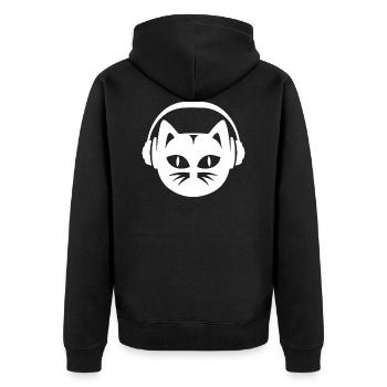 Cat Katze - Unisex Premium Organic Zip Hoodie - black - Back - Nico (187cm)