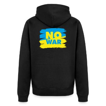 Frieden Ukraine no war Peace мир Krieg Flagge - Unisex Premium Bio Zip Hoodie - Schwarz - Hinten - Nico (187cm)
