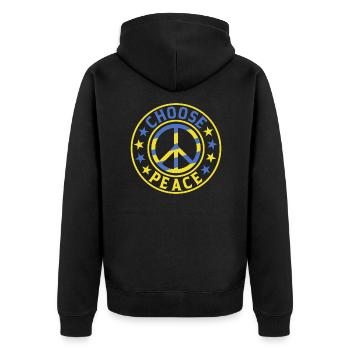 Choose Peace Save Ukraine Ukranian Flag Support - Unisex Premium Organic Zip Hoodie - black - Back - Nico (187cm)
