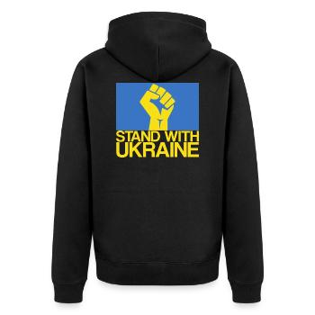 STAND WITH UKRAINE l'Ukraine Support Ukrainien Tee - Veste à capuche bio Premium Unisexe - noir - Dos - Nico (187cm)