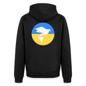 peace for ukraine - origami - Unisex Premium Organic Zip Hoodie - black - Back - Nico (187cm)
