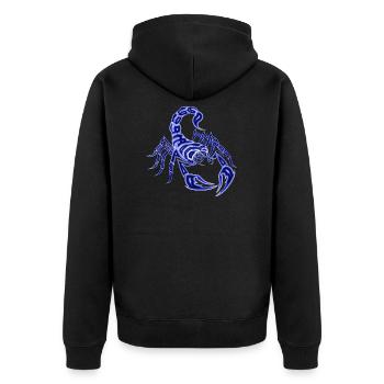 Scorpion, blue - Unisex Premium Organic Zip Hoodie - black - Back - Nico (187cm)