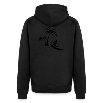 Surfen Surfing Wellenreiten - Unisex Premium Bio Zip Hoodie - Schwarz - Hinten - Nico (187cm)