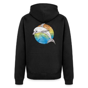 Dolphin - Unisex Premium Organic Zip Hoodie - black - Back - Nico (187cm)