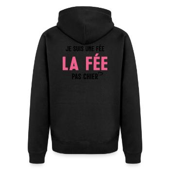 Je suis Une Fée Pas Chier - Veste à capuche bio Premium Unisexe - noir - Dos - Nico (187cm)