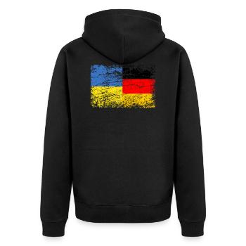 Ukraine Allemagne Drapeau Ukrainien Allemand - Veste à capuche bio Premium Unisexe - noir - Dos - Nico (187cm)