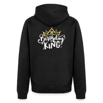 Birthday King 30 years 30th birthday King Crown - Unisex Premium Organic Zip Hoodie - black - Back - Nico (187cm)