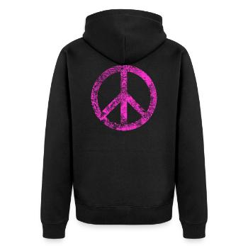 Signe de Paix Pacifiste Peace Harmony Grunge Utilisé - Veste à capuche bio Premium Unisexe - noir - Dos - Nico (187cm)