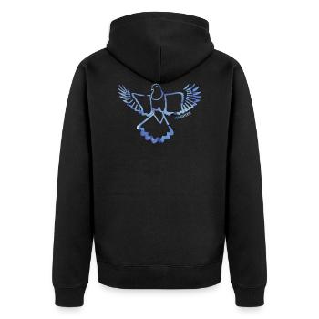 Newcastle Magpies - Cool Blue - Unisex Premium Bio Zip Hoodie - Schwarz - Hinten - Nico (187cm)