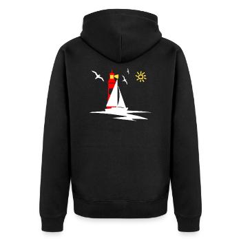 Sail - Unisex Premium Organic Zip Hoodie - black - Back - Nico (187cm)
