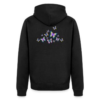 Schmetterling Falter Insekten Frühling Sommer bunt - Unisex Premium Bio Zip Hoodie - Schwarz - Hinten - Nico (187cm)