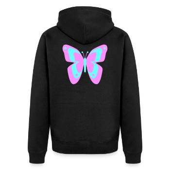 Schmetterling Falter Insekten Frühling Sommer bunt - Unisex Premium Bio Zip Hoodie - Schwarz - Hinten - Nico (187cm)