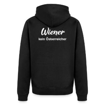 Wien Wiener kein Österreicher - Unisex Premium Bio Zip Hoodie - Schwarz - Hinten - Nico (187cm)