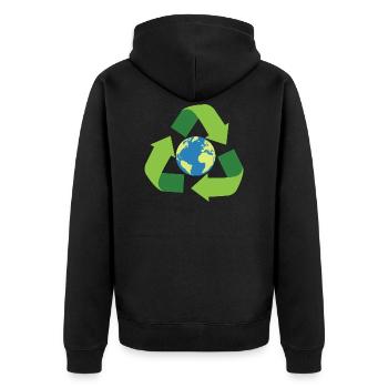 Weltrecyclingtag 18. März - Unisex Premium Bio Zip Hoodie - Schwarz - Hinten - Nico (187cm)