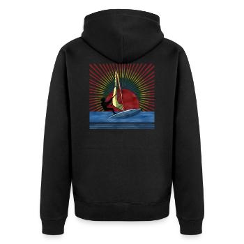 Windsurfen - Unisex Premium Bio Zip Hoodie - Schwarz - Hinten - Nico (187cm)