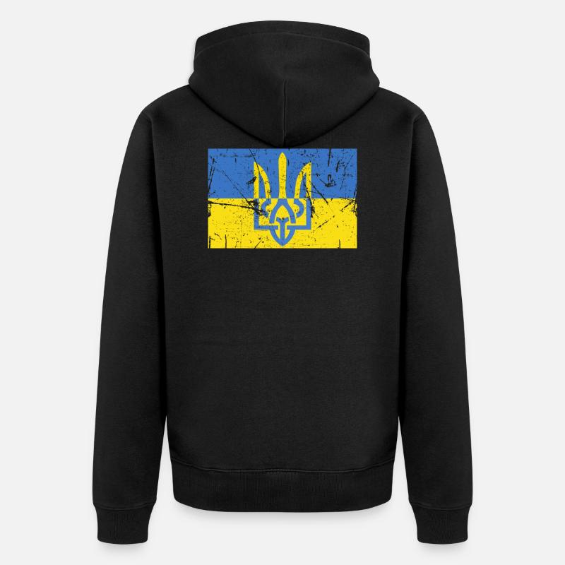 Drapeau Ukrainien Trident Ukraine - Veste à capuche bio Premium Unisexe - noir