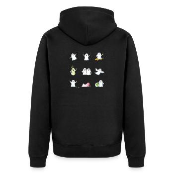 lustige Geister - Unisex Premium Bio Zip Hoodie - Schwarz - Hinten - Nico (187cm)