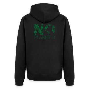 no planet B green - Unisex Premium Bio Zip Hoodie - Schwarz - Hinten - Nico (187cm)