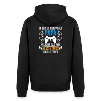 Papa Gamer Humour Cadeau Bébé Gamer Papa Geek - Veste à capuche bio Premium Unisexe - noir - Dos - Nico (187cm)
