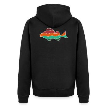 Perch Fish Fishing Predatory Fish Silhouette Nature - Unisex Premium Organic Zip Hoodie - black - Back - Nico (187cm)