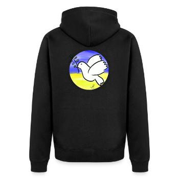 Friedenstaube - Unisex Premium Bio Zip Hoodie - Schwarz - Hinten - Nico (187cm)