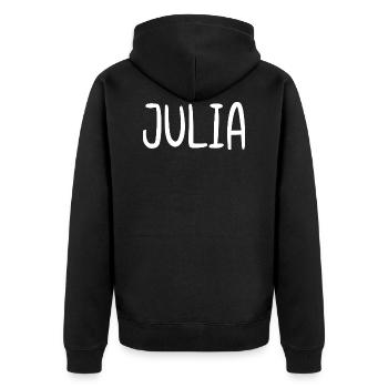 Julia Benutzerdefinierter Name Schriftart Text Geburtstag - Unisex Premium Bio Zip Hoodie - Schwarz - Hinten - Nico (187cm)