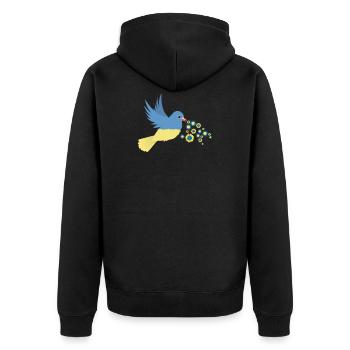 Peace for Ukraine - Unisex Premium Organic Zip Hoodie - black - Back - Nico (187cm)